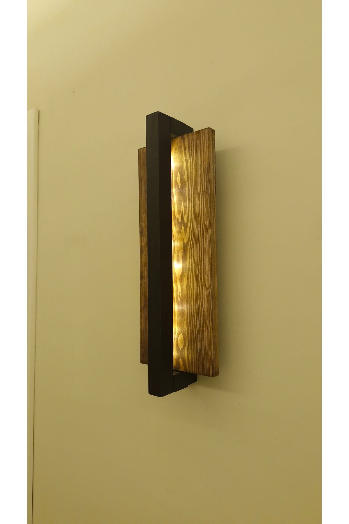  Ahşap Dekoratif Peri Ledli Aplik Duvar Balkon Antre Aksesuarı Otel Cafe Villa Bohem Rustik 40cm