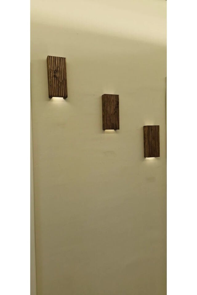  Ahşap Dekoratif Peri Ledli Aplik Duvar Balkon Antre Aksesuarı Otel Cafe Villa Bohem Dekor