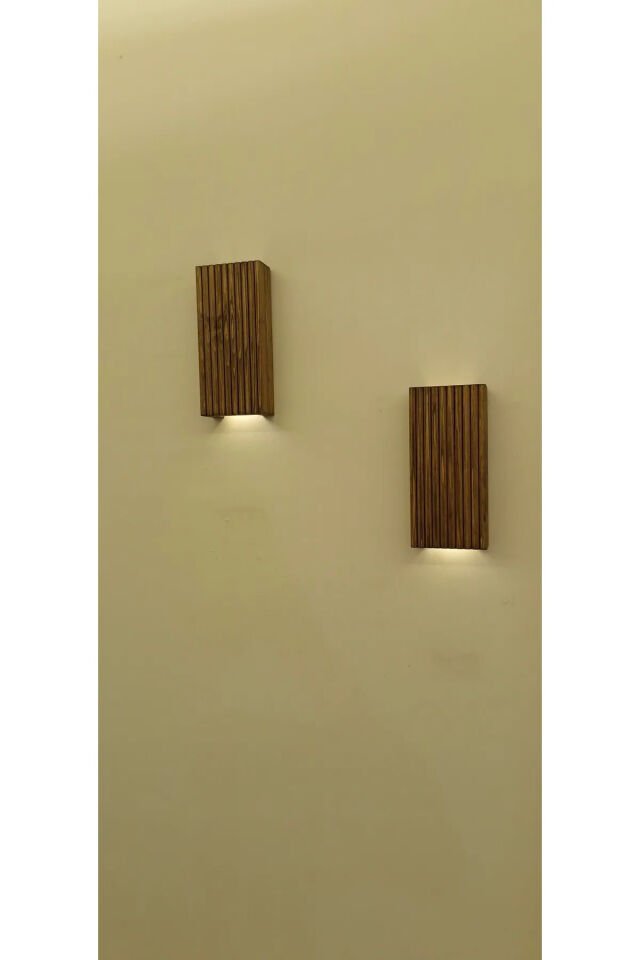  Ahşap Dekoratif Peri Ledli Aplik Duvar Balkon Antre Aksesuarı Otel Cafe Villa Bohem Dekor 20cm