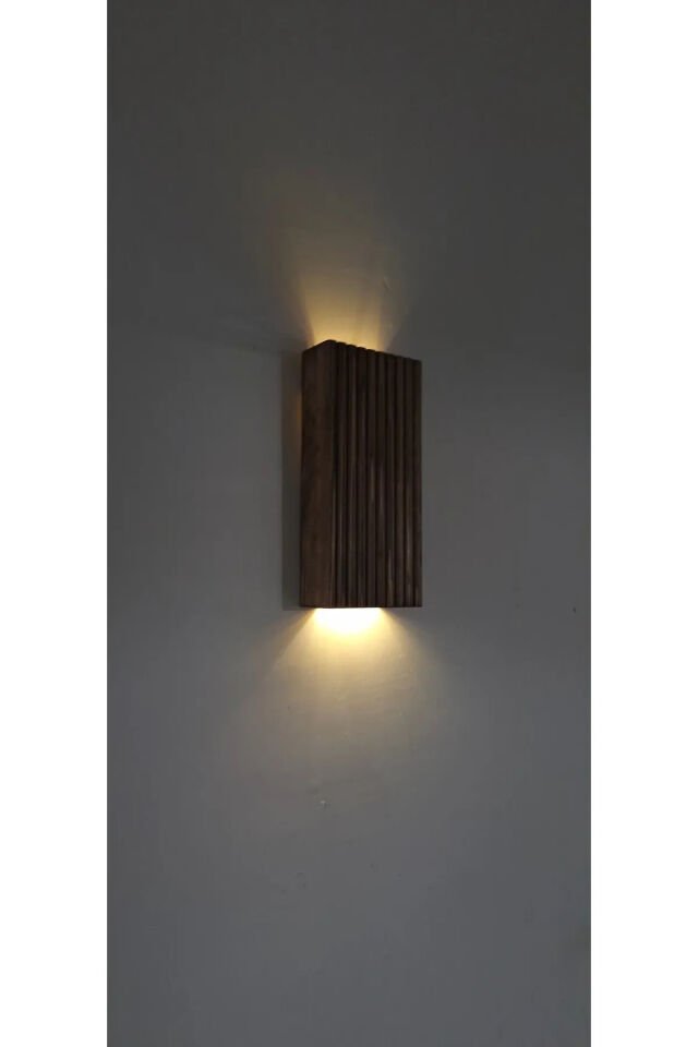  Ahşap Dekoratif Peri Ledli Aplik Duvar Balkon Antre Aksesuarı Otel Cafe Villa Bohem Rustik Dekor