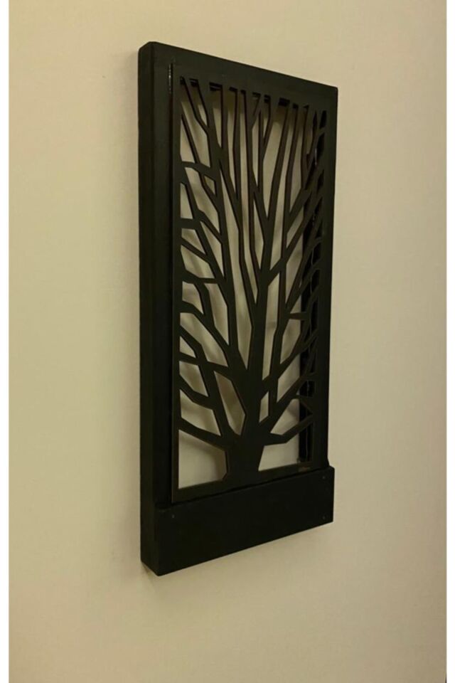  Siyah Pillerdahil Peri Ledli Ahşap Işıklı Tablo Ev Hediyesi Hol Antre Gece Lambası Duvar Süsü On-off