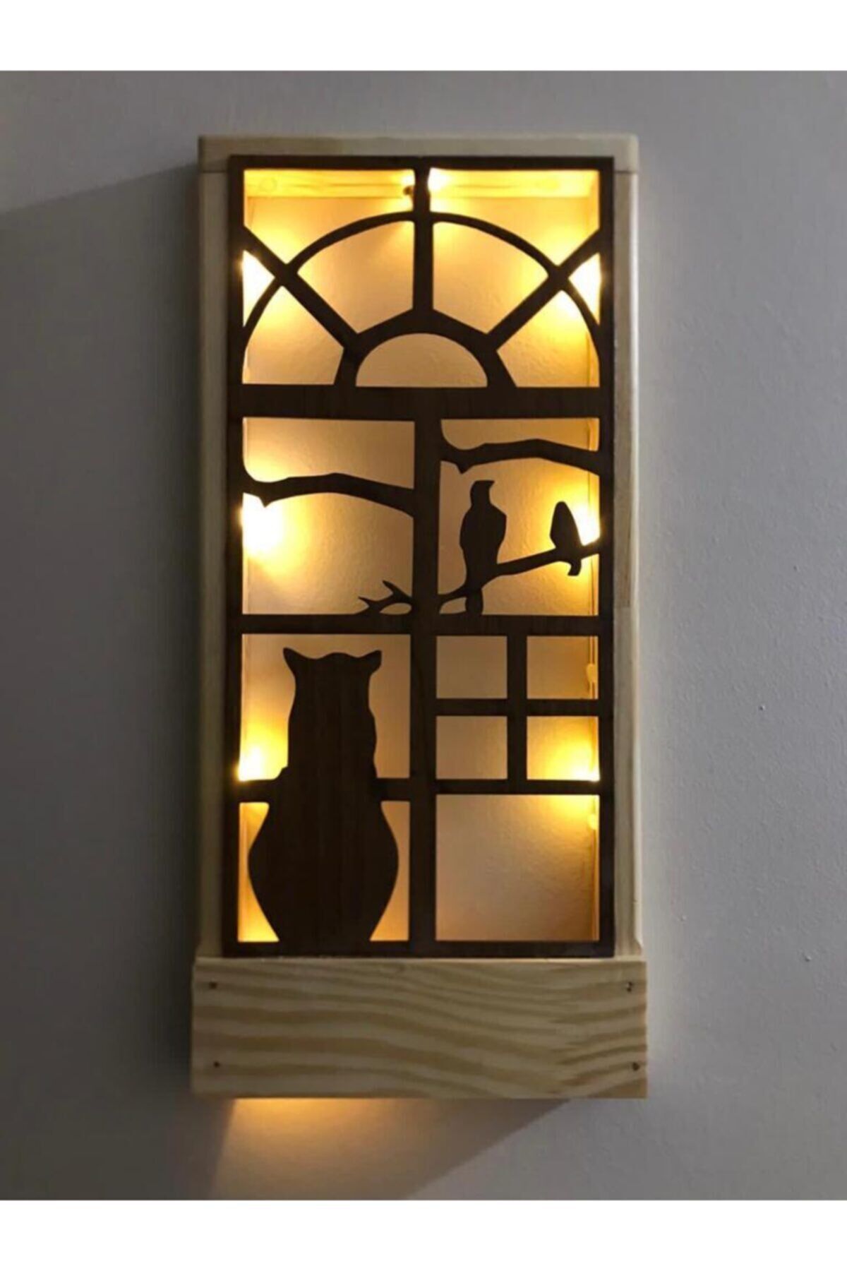  Desenli Açkapa Peri Ledli Masifahşap Işıklı Tablo Ev Hediye Hol Antre Gecelamba 36x18 Duvar Süs