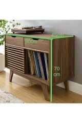 Ahşap Konsol Pikap Dolabı Sürgülü Kapaklı Konsol Dresuar Plak Dolabı