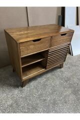 Ahşap Konsol Pikap Dolabı Sürgülü Kapaklı Konsol Dresuar Plak Dolabı