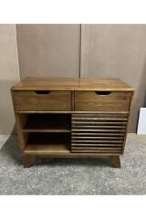 Ahşap Konsol Pikap Dolabı Sürgülü Kapaklı Konsol Dresuar Plak Dolabı