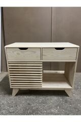 Ahşap Konsol Pikap Dolabı Sürgülü Kapaklı Konsol Dresuar Plak Dolabı