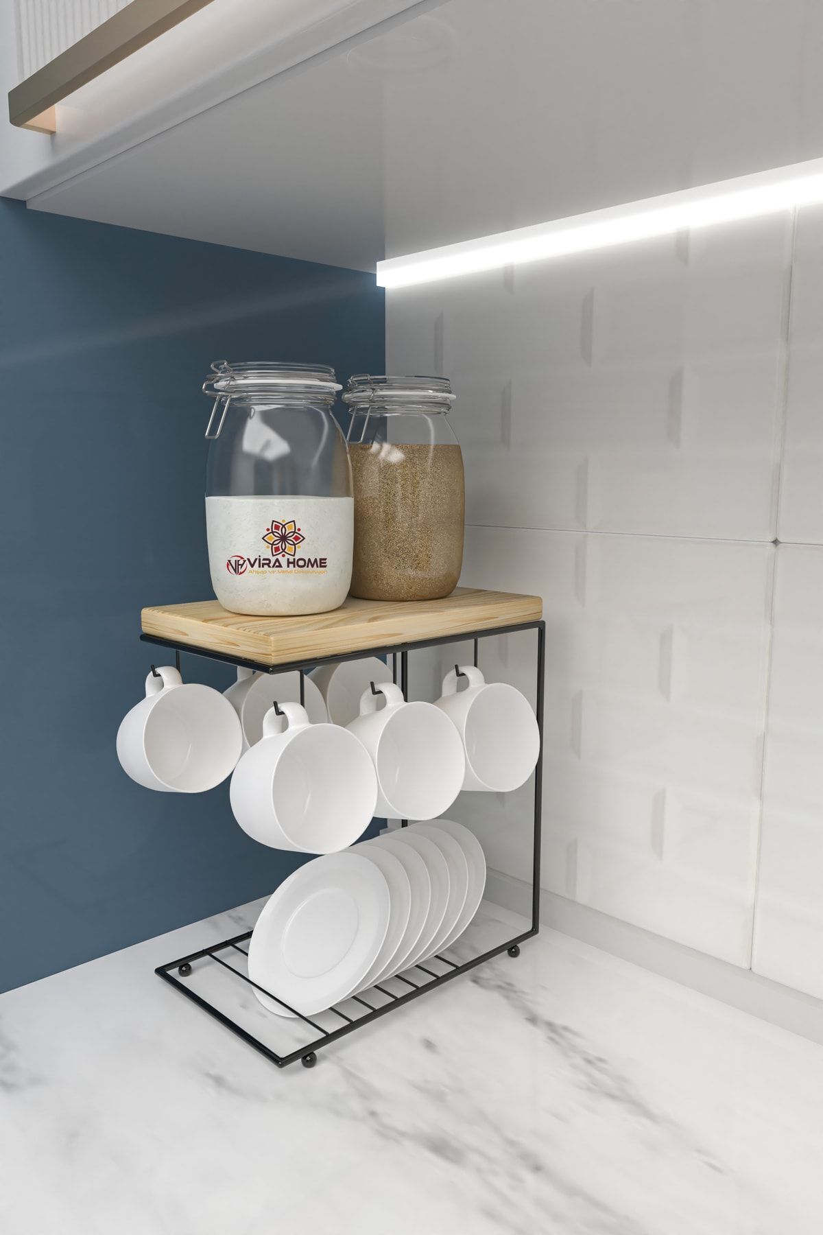 Lüks Masa Üstü Çok Amaçlı Fincanlık Kahve Standı Fincan Askılığı Kahve Düzenleyici Kahve Köşesi