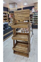 Masif Ahşap Çok Amaçlı Kuruyemiş Standı Meyve Sebze Standı Bakliyat Standı Ahşap Raf