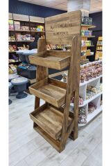 Masif Ahşap Çok Amaçlı Kuruyemiş Standı Meyve Sebze Standı Bakliyat Standı Ahşap Raf