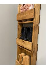 Dikey Ayakkabılık - Yükseklik 98 Cm - Ayakkabı Rafı - Ayakkabılık - Ahşap Ayakkabılık