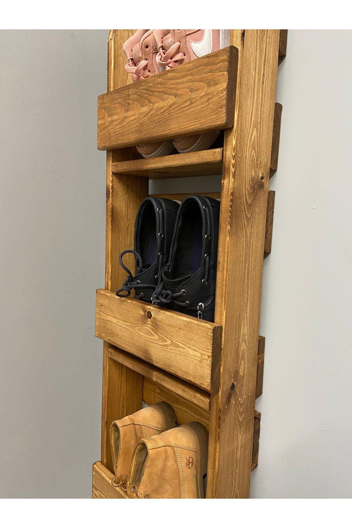 Dikey Ayakkabılık - Yükseklik 98 Cm - Ayakkabı Rafı - Ayakkabılık - Ahşap Ayakkabılık