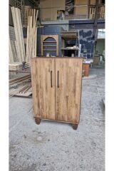 Lüks Masif Ahşap Bar Dolabı Rustik Dolap Çok Amaçlı İçki Dolabı Meşrubat Dolabı