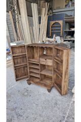 Lüks Masif Ahşap Bar Dolabı Rustik Dolap Çok Amaçlı İçki Dolabı Meşrubat Dolabı