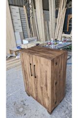 Lüks Masif Ahşap Bar Dolabı Rustik Dolap Çok Amaçlı İçki Dolabı Meşrubat Dolabı