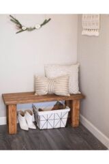 Masif Ahşap Bank & Bench Kapı Önü Antre Hol Dekoratif Oturak 120x30x h:40 cm