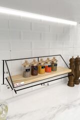 Duvar Dekoratif Terek Baharatlık Standı Doğal Masif Ahşap Raf