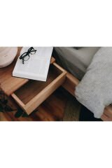 Vintage tek çekmeceli ahşap komodin