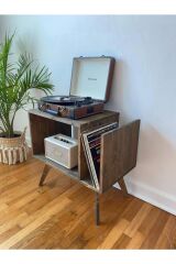 Ahşap Plak Ve Pikap Sehpası, Orta Yüzyıl Modern Masası