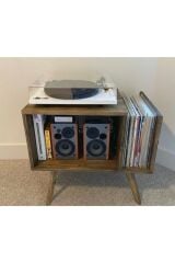 Ahşap Plak Ve Pikap Sehpası, Orta Yüzyıl Modern Masası