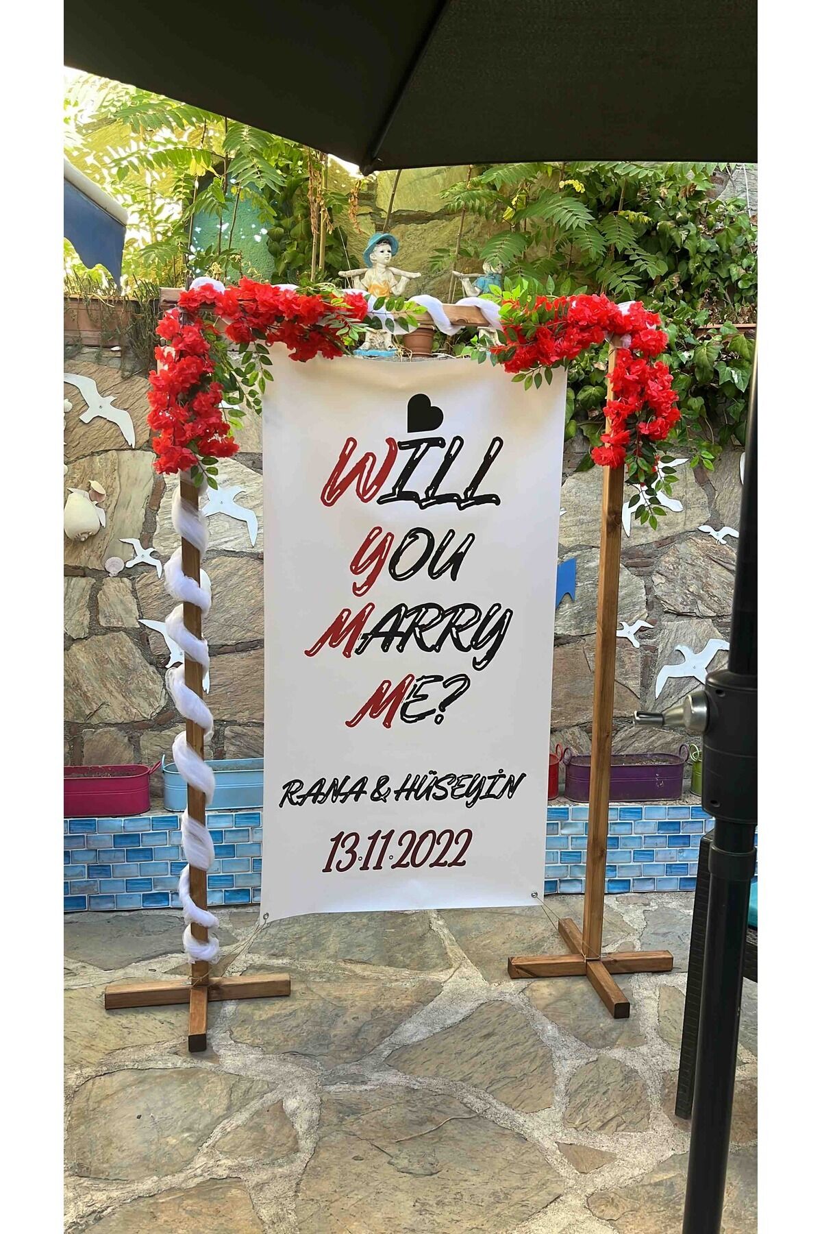 Arka Fon Söz Nişan Düğün Doğum Günü Organizasyon Etkinlik Tag Karşılama Standı Ceviz Renk