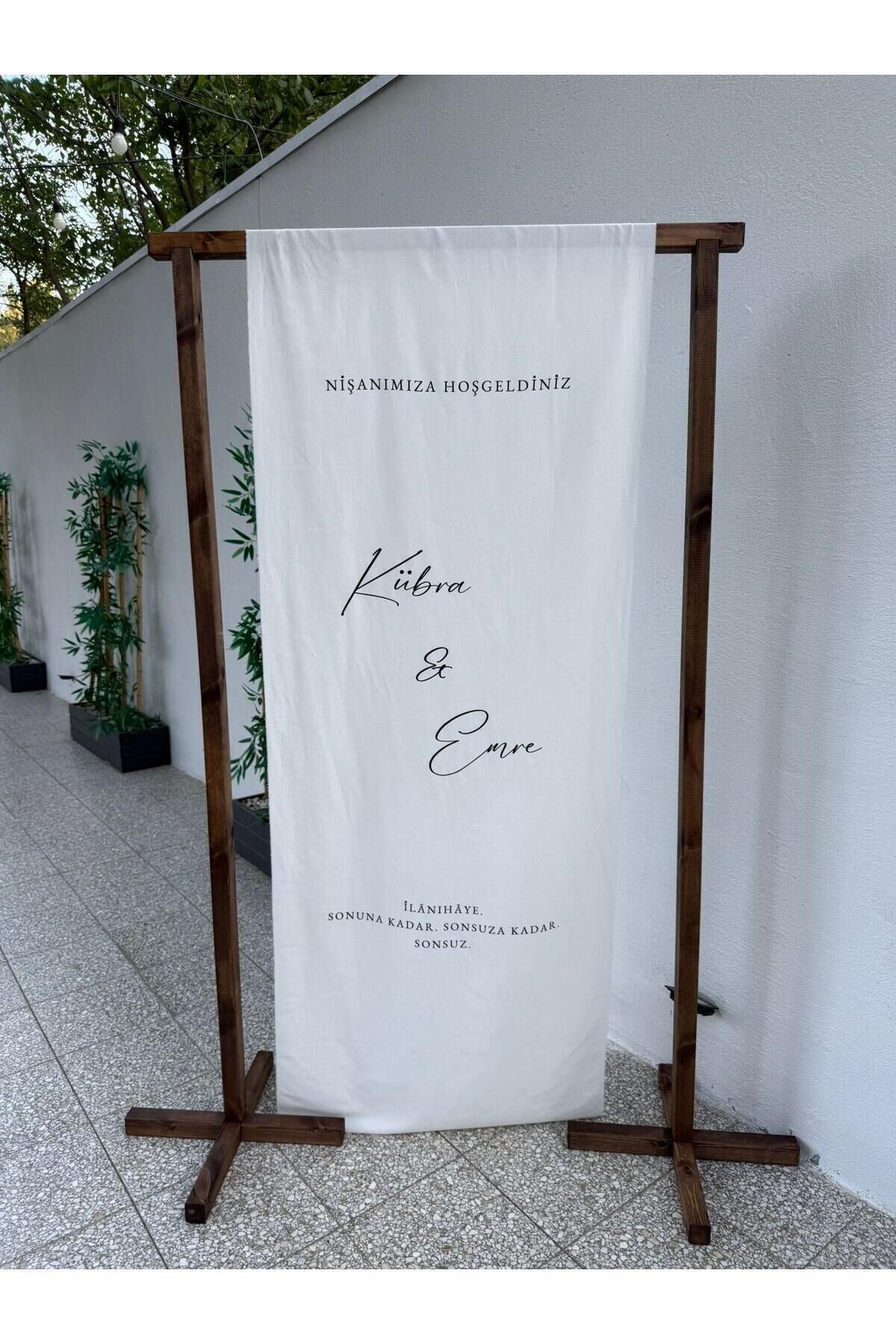 Arka Fon Söz Nişan Düğün Doğum Günü Organizasyon Etkinlik Tag Karşılama Standı Ceviz Renk