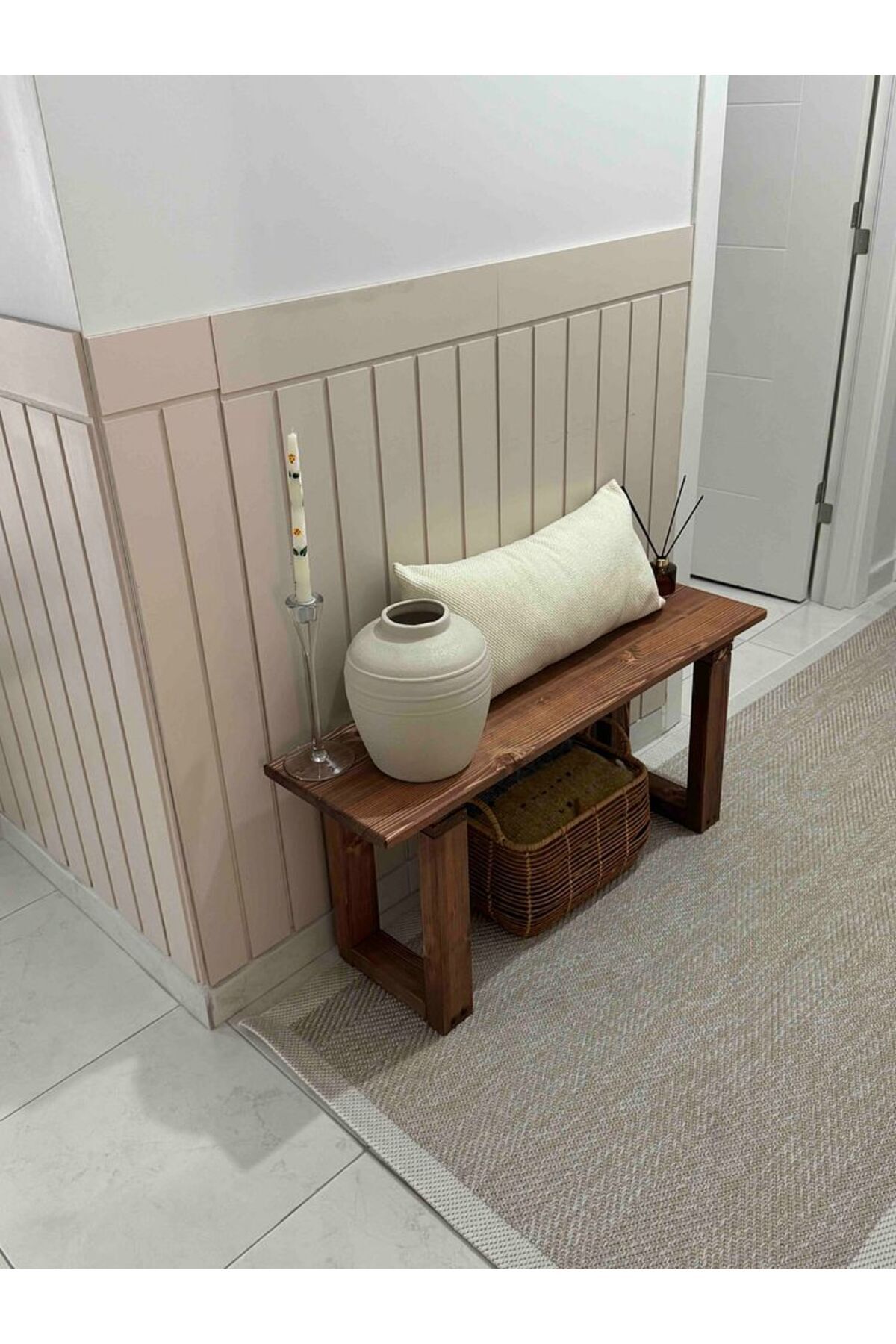 Dekoratif Ahşap Masif Bank Bench 100x30xH40