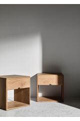 Özel Tasarım Masif Çam Tek Çekmeceli Komodin Ceviz Renk