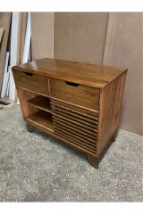 Ahşap Konsol Pikap Dolabı Sürgülü Kapaklı Konsol Dresuar Plak Dolabı Kitaplık Dolabı Çekmeceli Dolap