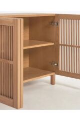 Lüks Masif Ahşap Salon Konsol Ahşap Izgara Kapaklı Raflı Dolap Çeyiz Dolabı