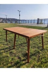 Ahşap Piknik Kamp Masası Açılabilir Portatif Taşınabilir Masa Yer Kaplamayan Sehpa 50x100cm