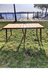 Ahşap Piknik Kamp Masası Açılabilir Portatif Taşınabilir Masa Yer Kaplamayan Sehpa 50x100cm