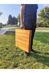 Ahşap Piknik Kamp Masası Açılabilir Portatif Taşınabilir Masa Yer Kaplamayan Sehpa 50x100cm