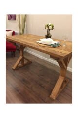 Dekoratif Doğal Ahşap Yemek Masası Çalışma Masası Ofis Masası 120x70 cm Tütün Renk