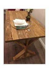 Dekoratif Doğal Ahşap Yemek Masası Çalışma Masası Ofis Masası 120x70 cm Tütün Renk