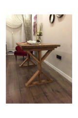 Dekoratif Doğal Ahşap Yemek Masası Çalışma Masası Ofis Masası 120x70 cm Tütün Renk